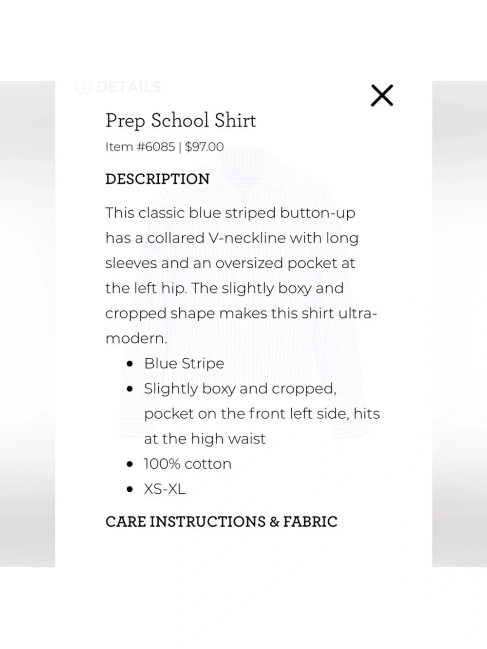 CAbi 6085 Prep School Shirt Boxy Stripe Button Down - Picture 3 of 7